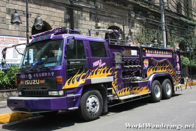 Purple Fire Engine at Manila's Chinatown