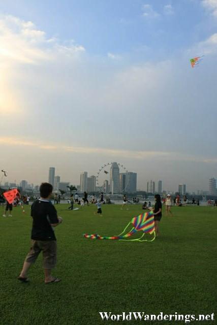 Kite Flying at Marina Barrage Rooftop Park