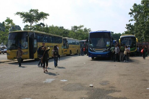 Buses at the Bukit Jalil Temporary Bus Terminal