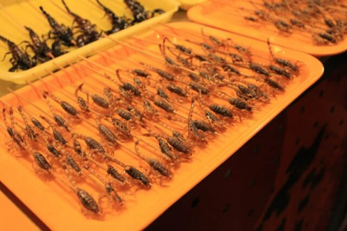 Scorpion on a Stick at Donghuamen Night Market