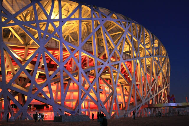 Detail on the Beijing National Stadium 北京国家体育场 at Night