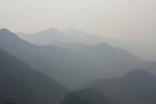 Gray Mountains in the Distance from Mount Tai 泰山
