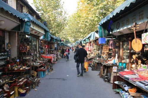 Both Sides of the Road Lined With Antique Stalls