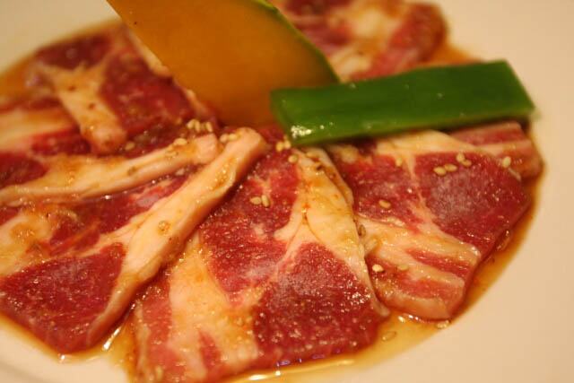 The Raw Beef with Marinade at Gyubou Japanese Yakiniku Restaurant