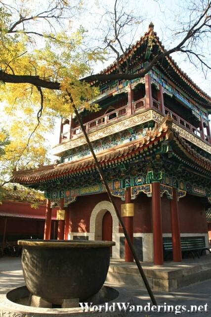 Beautiful Drum Tower at the Beijing Lama Temple 雍和宫