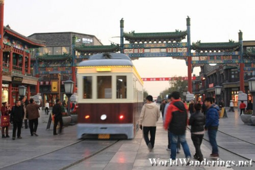 Tram For Hire at Qianmen Pedestrian Street 前门大街