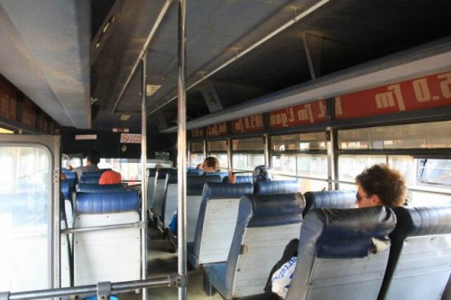 Rather Dark Interiors of the Bus to Kuala Besut