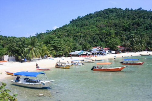 Small Boats Parked Along the Beach in Perhentian Kecil