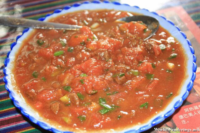 Yak Meat with Tomato at Dukezong Ancient Town 独克宗古城