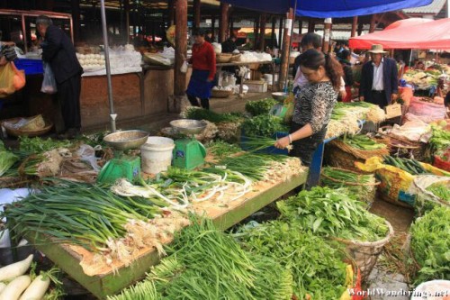 A Lot of Greens Here at the Market in Lijiang Ancient Town 丽江古城