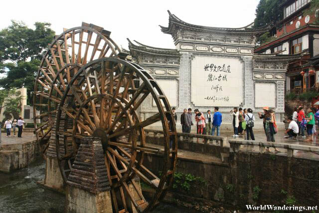 Lovely Water Wheel at the Lijiang Ancient Town Plaza
