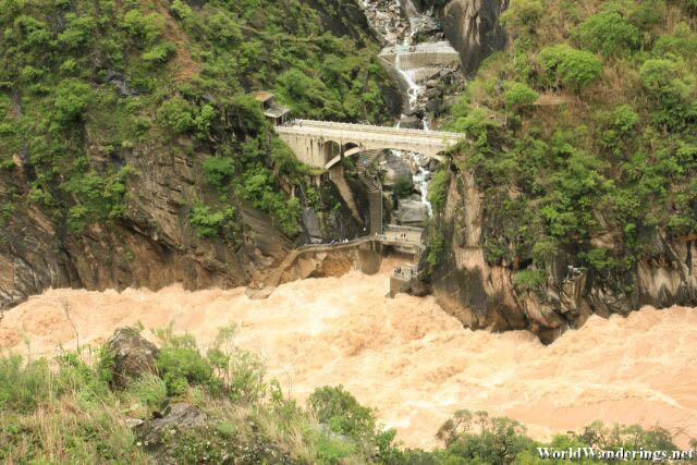 Raging River Below the Bridge at the Upper Tiger Leaping Gorge 虎跳峡