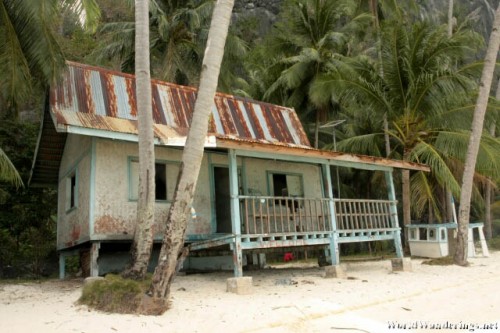 Old Wooden House at a Private Beach in Pinagbuyutan Island in El Nido