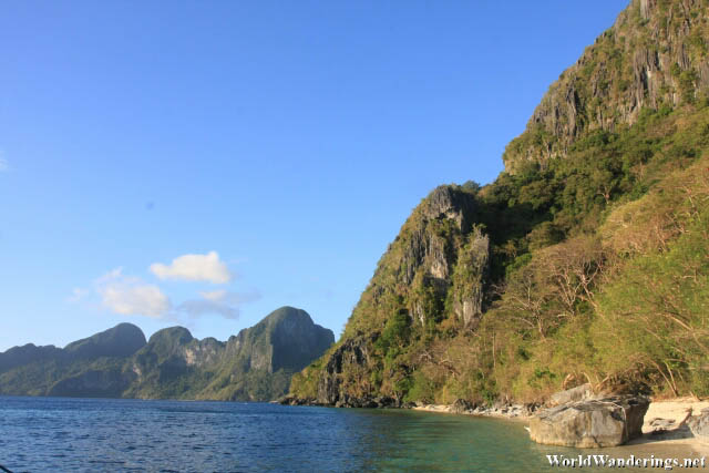 Beautiful Karst Scenery at Ipil Beach with Cadlao Island in the Background
