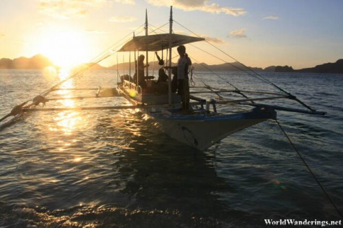 Our Outrigger Canoe at Ipil Beach in El Nido