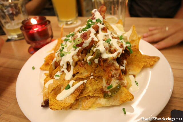Large Pile of Nachos at Sque