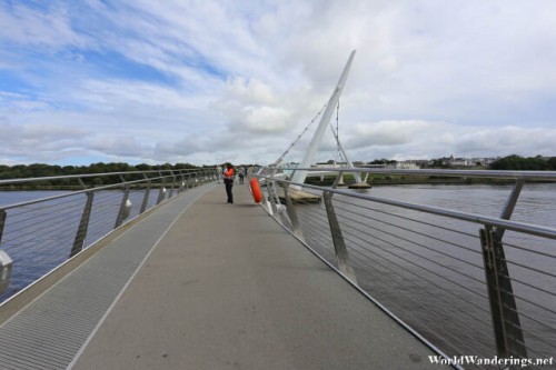 Walking on the Peace Bridge at Derry-Londonderry