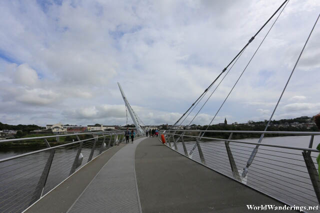 Crossing the River Foyle at the Peace Bridge in Derry-Londonderry