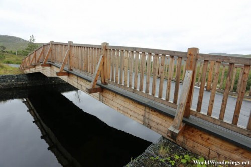 Wooden Bridge Over A Quiet Stream at Glenveagh National Park