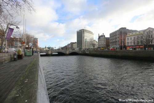 Looking Back at O'Connell Bridge Along the River Liffey