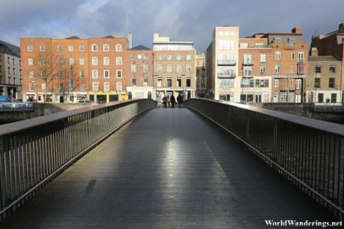 Crossing the Millennium Bridge at Dublin
