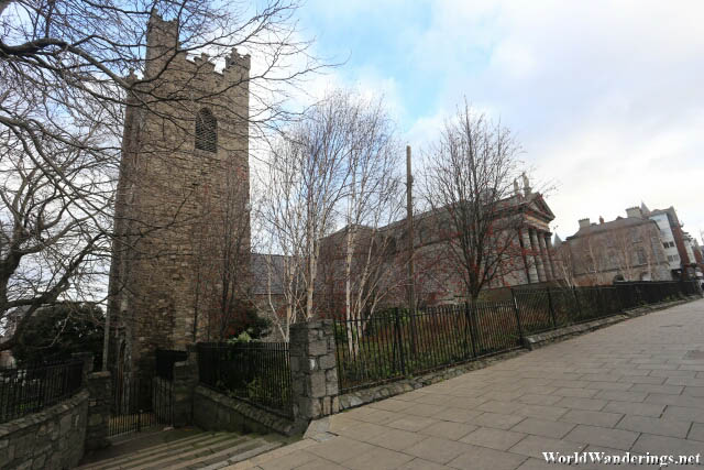 Old Church Tower at Saint Audoen's Church in Dublin