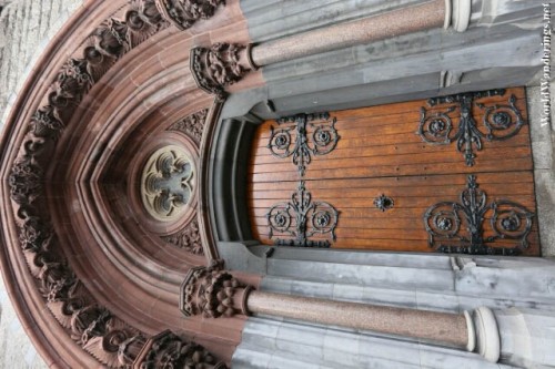 Impressive Side Door of the Church of Saint Augustine and Saint John the Baptist in Dublin