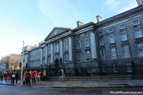 Outside Trinity College in Dublin