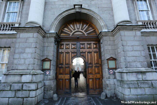 Imposing Gate of Trinity College in Dublin
