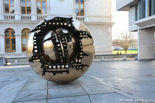 Sphere Within a Sphere Sculpture by Arnaldo Pomodoro at Trinity College in Dublin