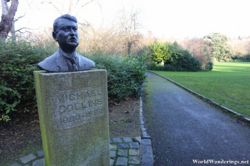 Bust of Michael Collins in Merrion Park in Dublin