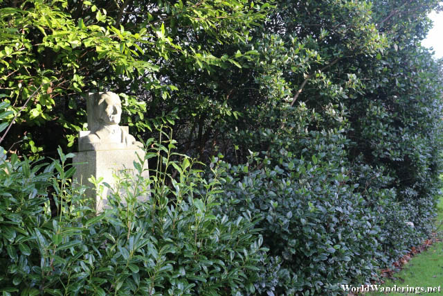 Bust in the Bushes at Merrion Park in Dublin