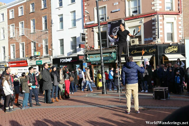 Balancing Act in Grafton Street in Dublin