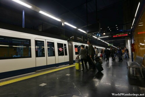 Boarding the Train at Madrid's Metro