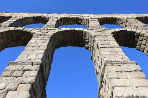 Closer Look at the Arches of the Aqueduct of the Old Town of Segovia