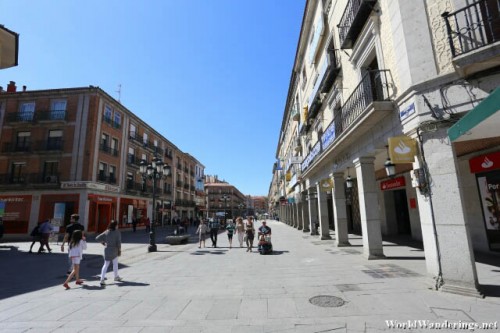Walking Along on of the Wide Avenues of the Old Town of Segovia