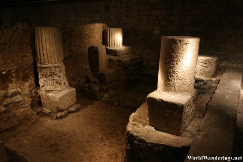 Remains of Some Roman Columns at the Museu d'Història de la Ciutat of Barcelona