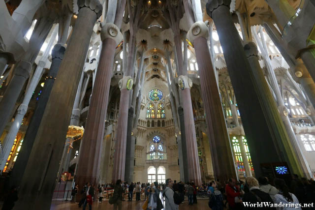 Inside the Sagrada Familia Church in Barcelona