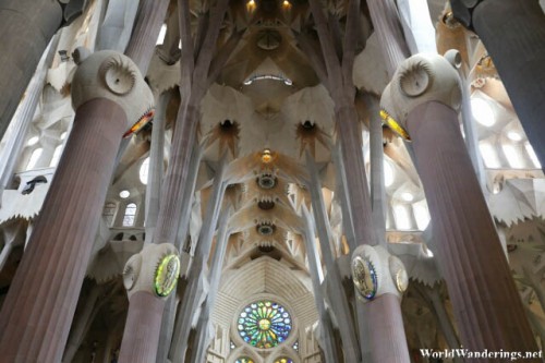 Beautiful Interiors of the Sagrada Familia Church in Barcelona