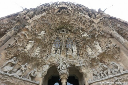 Incredibly Ornate Nativity Facade of the Sagrada Familia Basilica in Barcelona