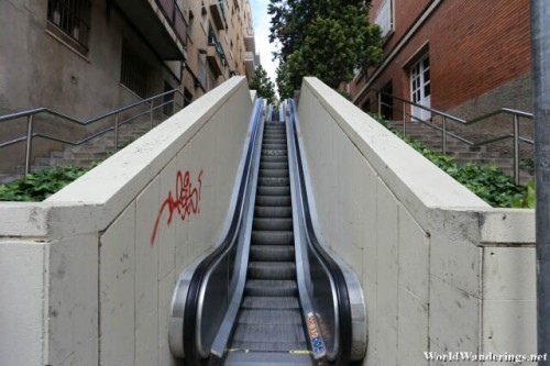 Escalators on the Way Up to Park Güell in Barcelona
