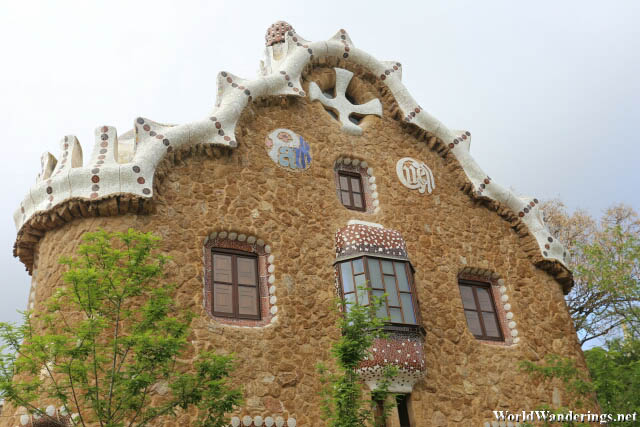 Closer Look at the Gingerbread House in Park Güell in Barcelona