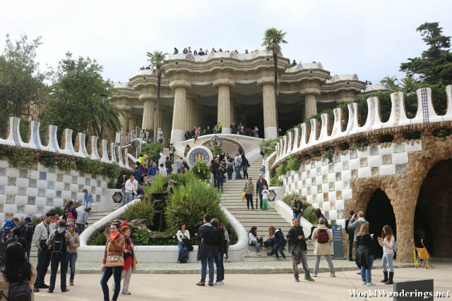 Looking Inside the Park Güell in Barcelona