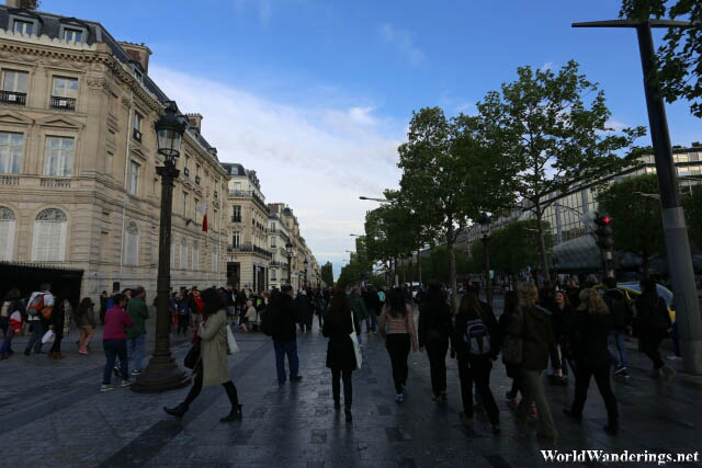 Lots of People Along the Champs-Élysées