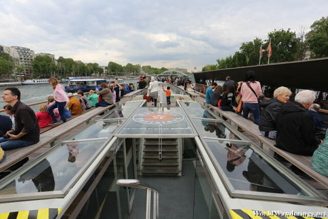 Upper Deck of the River Tour Ferry on the River Seine in Paris