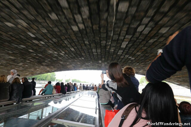 Going Under a Bridge at the Tour of the River Seine