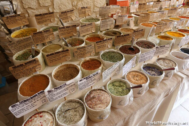 Tubs of Every Kind of Spice You Can Imagine at the À la Croisée Des Chemins in Provins