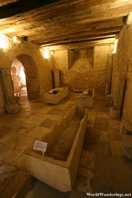 Sarcophagi at the Romanesque House in the Medieval Town of Provins