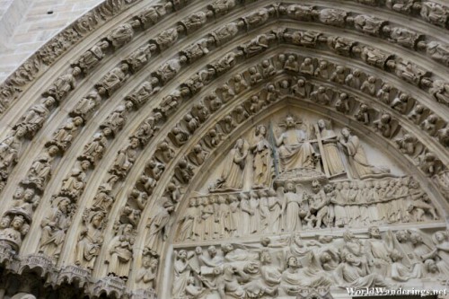 Incredible Detail on the Arch of the Gates of the Notre-Dame de Paris Cathedral