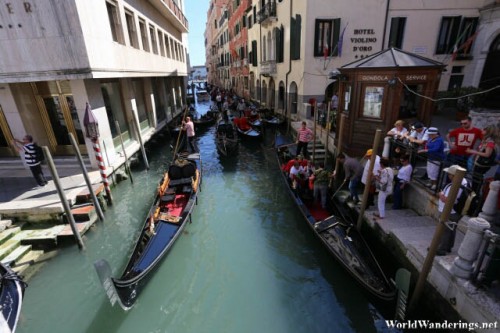 Canal Filled with Gondolas in Venice
